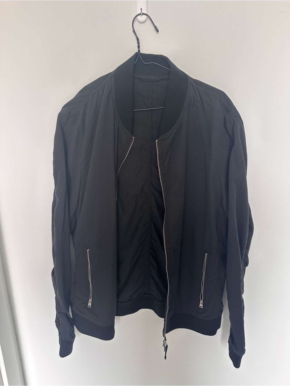 ALLSAINTS Men's Black Bomber Jacket - Classic Zip Front
